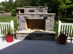 DIY Outdoor fireplace built by homeowner
